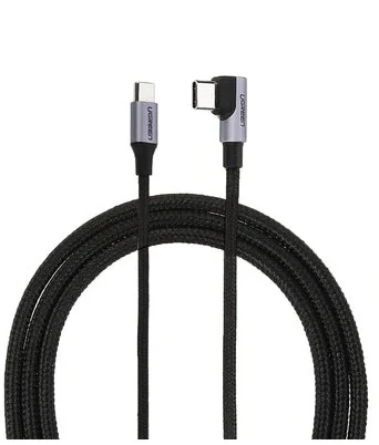 UGreen USB-C 2.0 Male To Angled USB-C 2.0 Male 3A Data Cable (Black) (2M, 3M) (US255/50125, US255/80714) - Image 3
