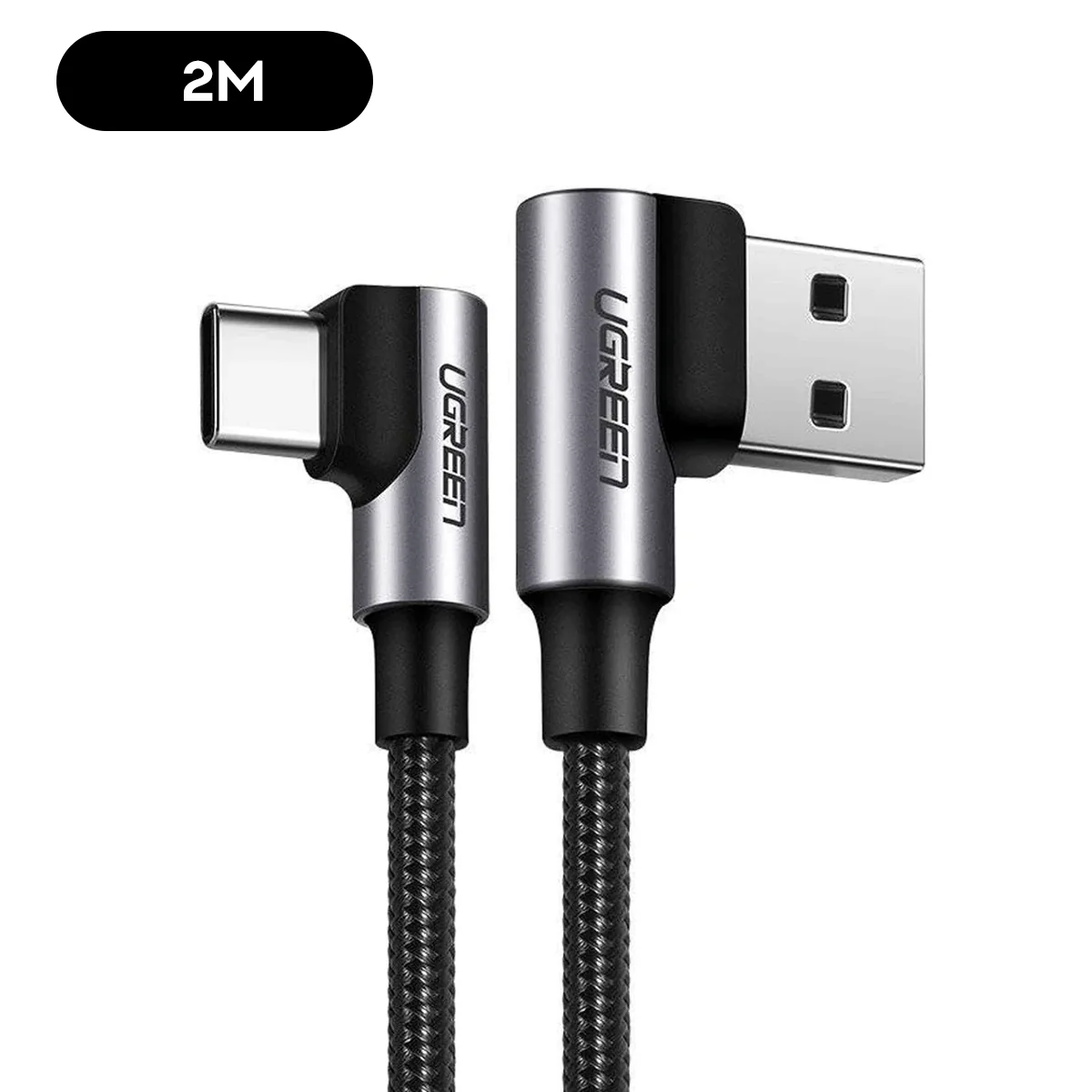 UGreen USB-C 2.0 Male To Angled USB-C 2.0 Male 3A Data Cable (Black) (2M, 3M) (US255/50125, US255/80714) - Image 9