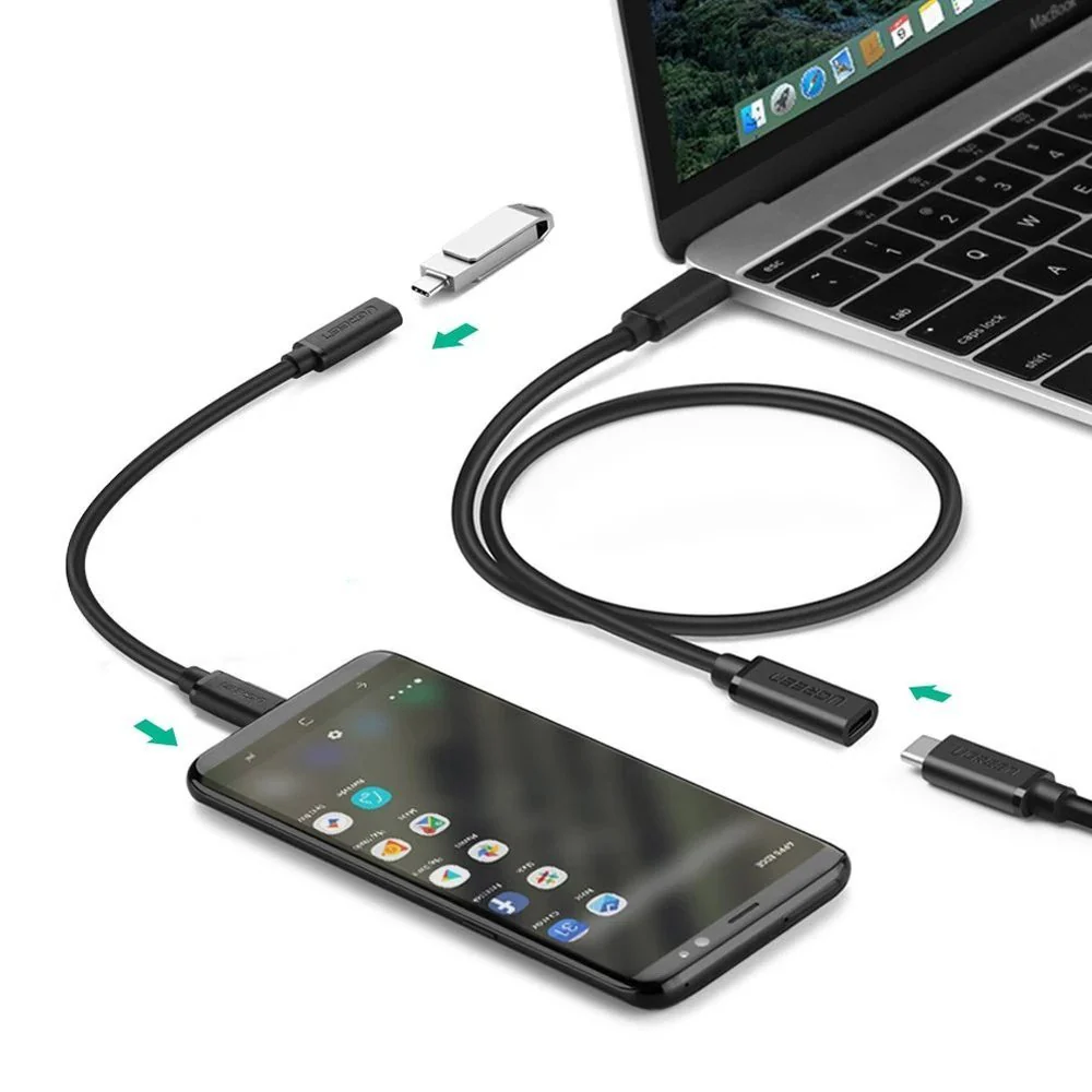 UGreen USB-C 3.1 Extension Cable - 0.5m (Black) (ED008/40574) - Image 4