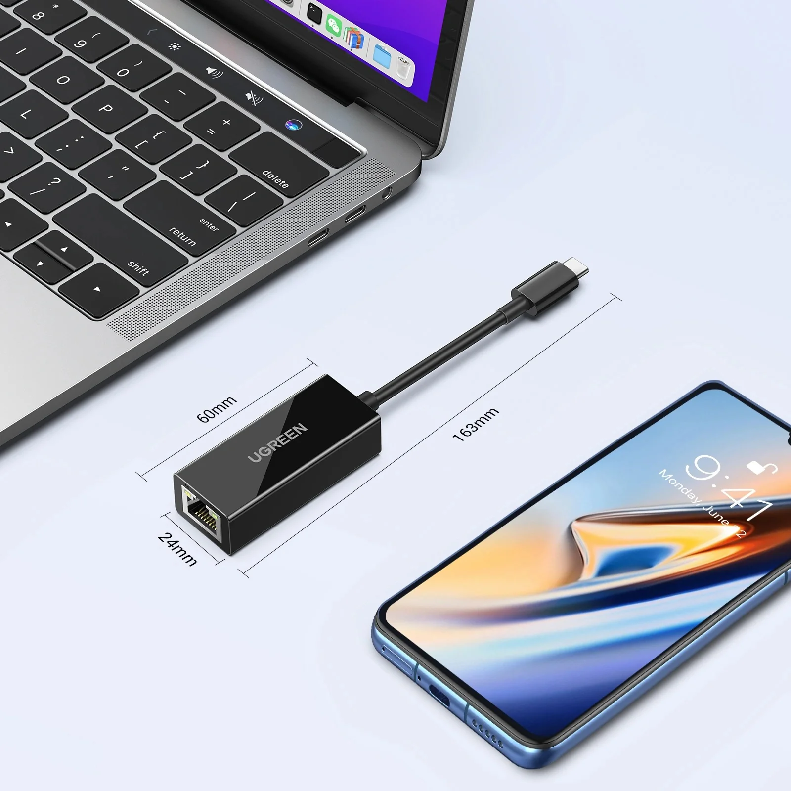 Ugreen USB-C 3.1 Gen Male to Gigabit Ethernet Adapter - 16cm (US236/50307) - Image 4