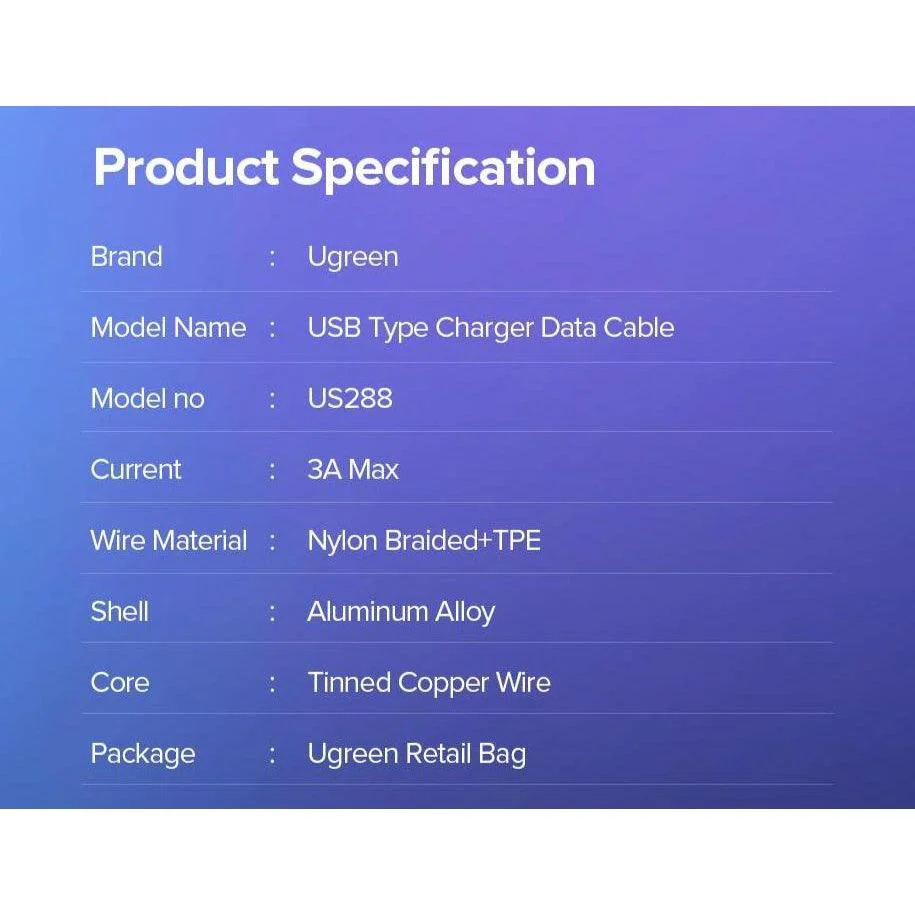 UGREEN USB-C Male To USB-A 2.0 Male Cable 0.5m (Black) (US288/60125) - Image 10