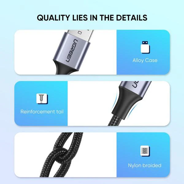 UGREEN USB-C Male To USB-A 2.0 Male Cable 1.5m (Black) (US288/60127) - Image 4
