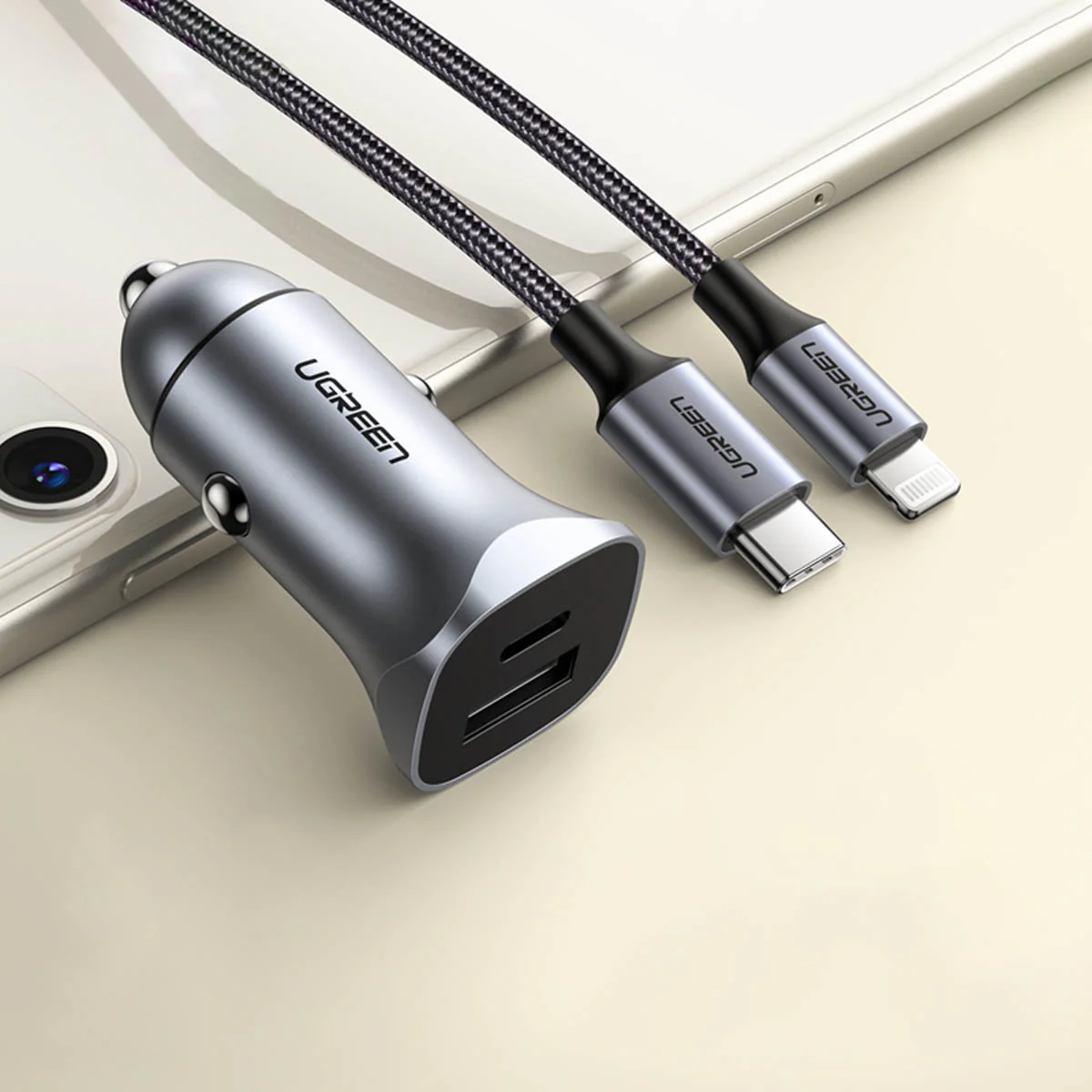 UGreen USB-C PD+USB-A QC 30W Fast Car Charger (CD130/40858) - Image 9