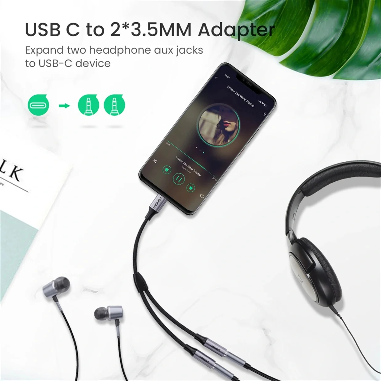 Ugreen USB-C to 3.5mm Stereo Audio Cable - 25cm (AV144/30732) - Image 2