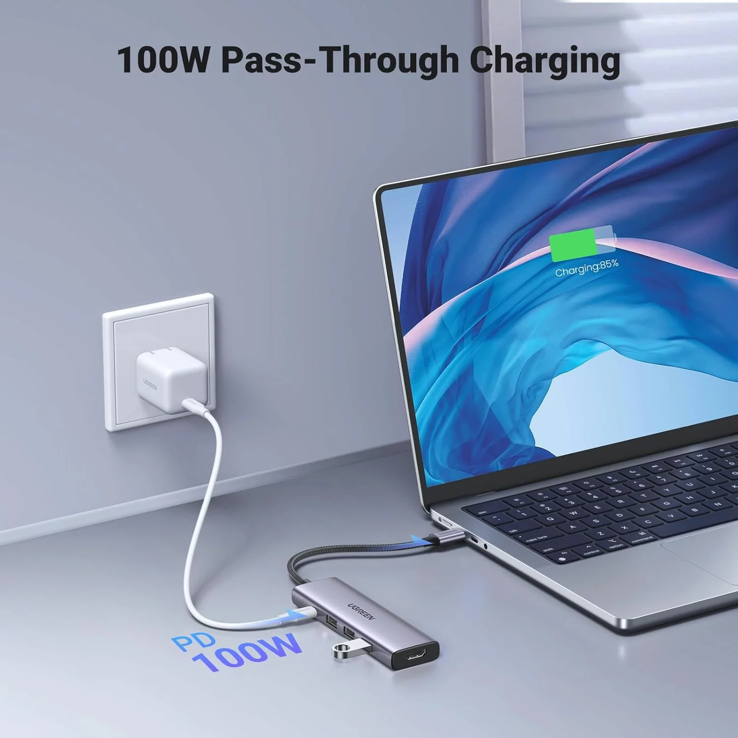 Ugreen USB-C to HDMI + 3xUSB 3.0 A + PD Power Converter (5-in-1) Multifunction Adapter (CM511/15597) - Image 3