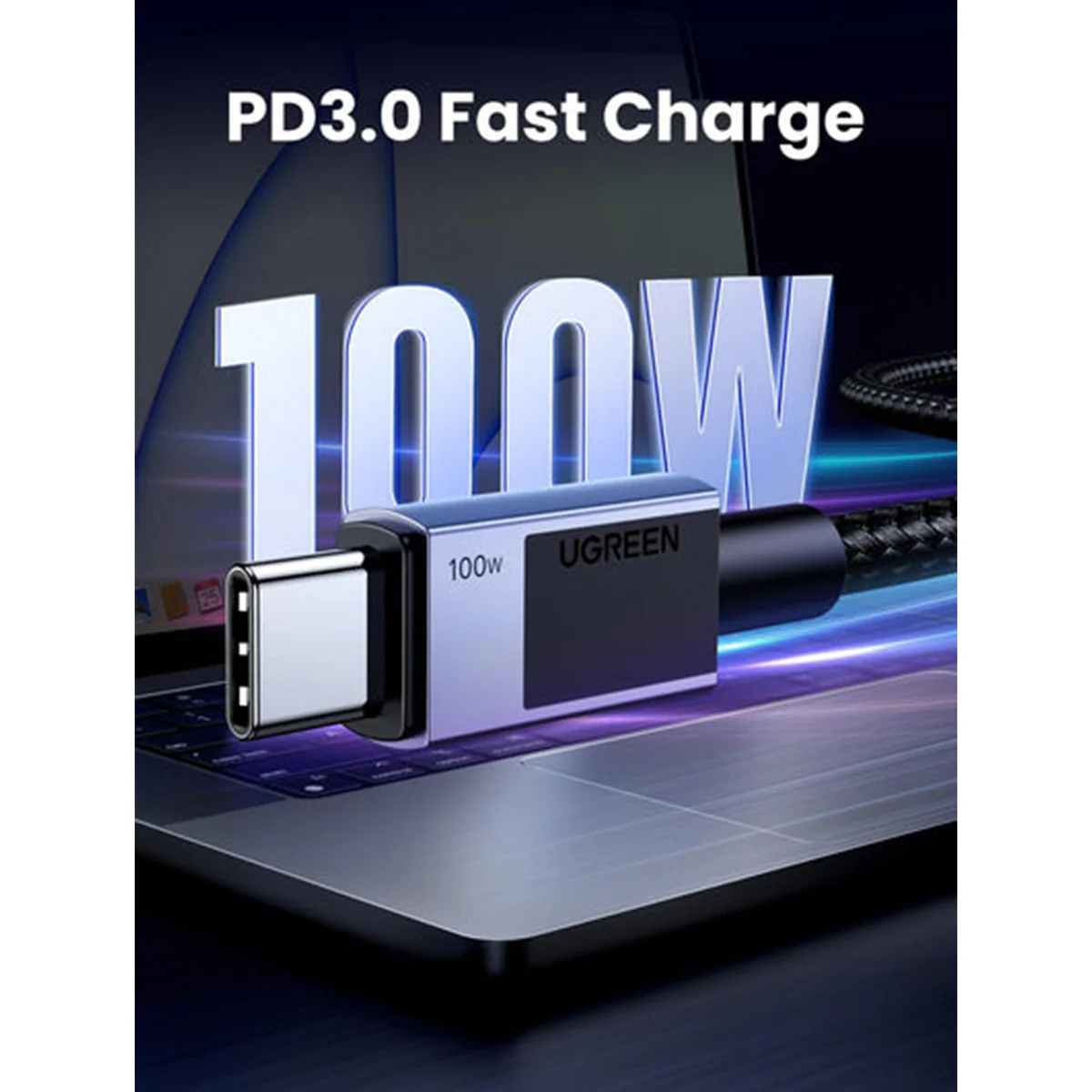 Ugreen USB-C to USB-C 100W PD Fast Charging Cable - (Space Grey) (0.5M, 2M, 3M) - Image 7