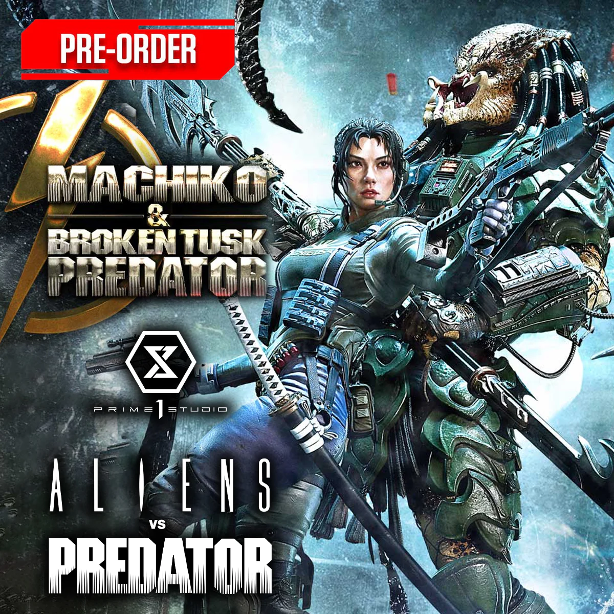 Ultimate Premium Masterline Aliens vs. Predator (Comic) Machiko & Broken Tusk Predator (UPMAVP-01) Pre-Order Downpayment