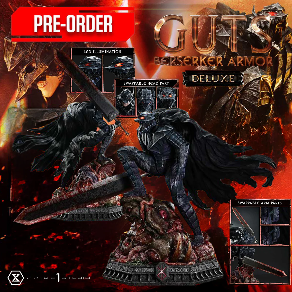 Ultimate Premium Masterline Berserk Guts, Berserker Armor Grunbeld VS Guts (Deluxe Version) Pre-Order Downpayment
