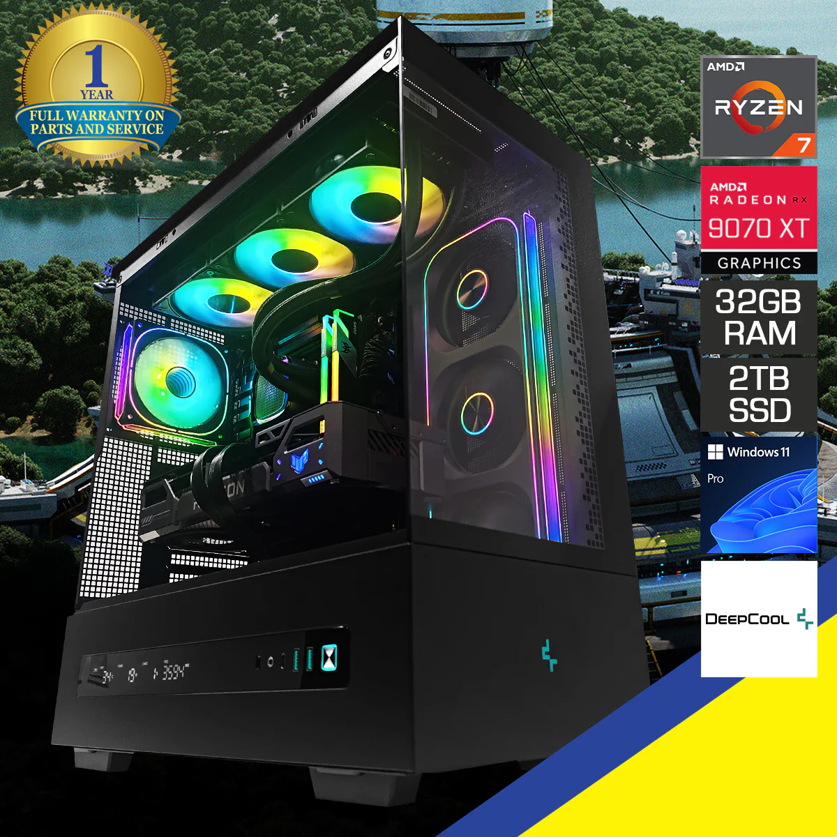 Ultra CH690 Black Desktop Gaming PC | AMD Ryzen 7 9800X3D | 32GB (2x16GB) RAM | 2TB SSD | RX 9070 XT | Windows 11 Pro