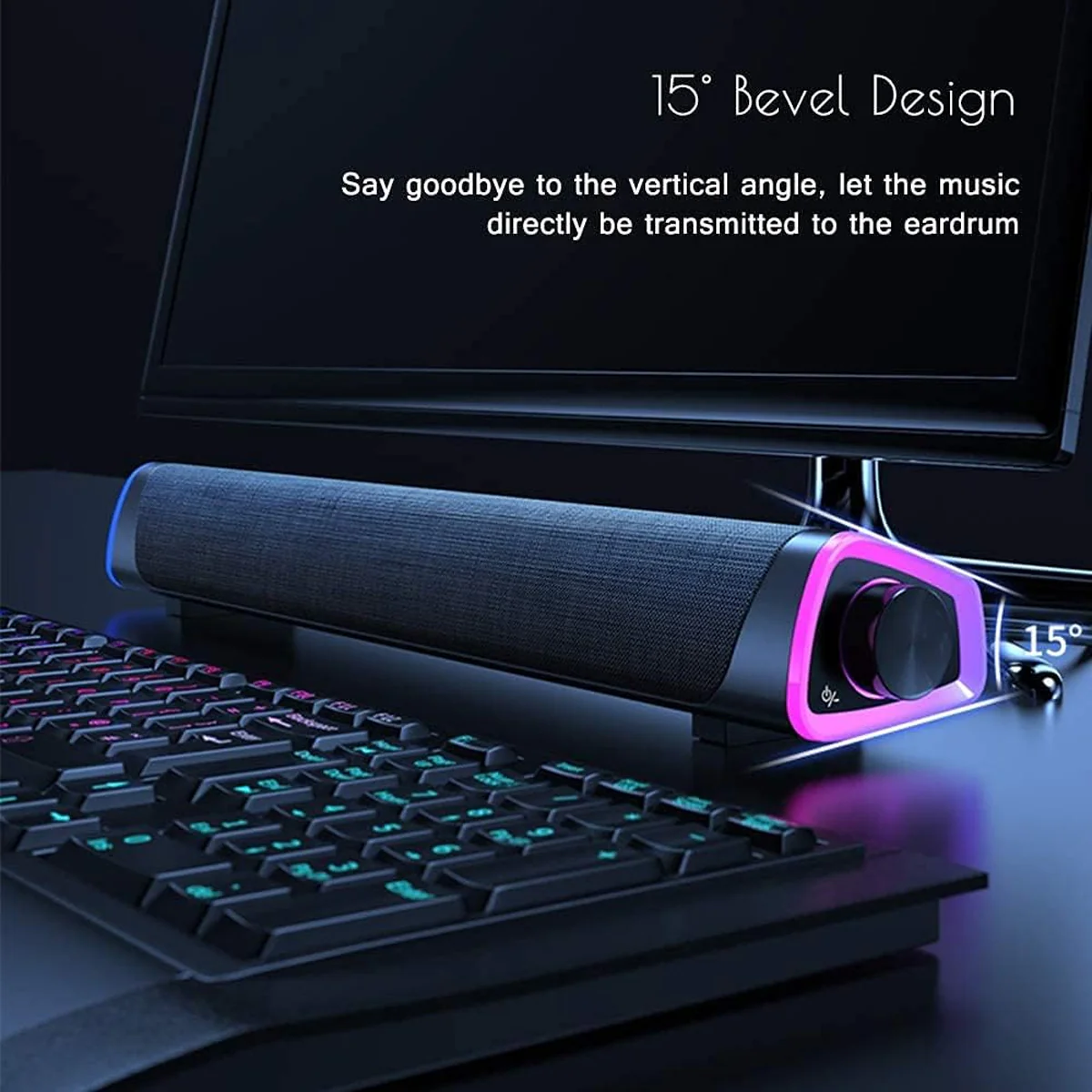 V8 RGB Bluetooth Sound Bar Speaker (Black) - Image 3