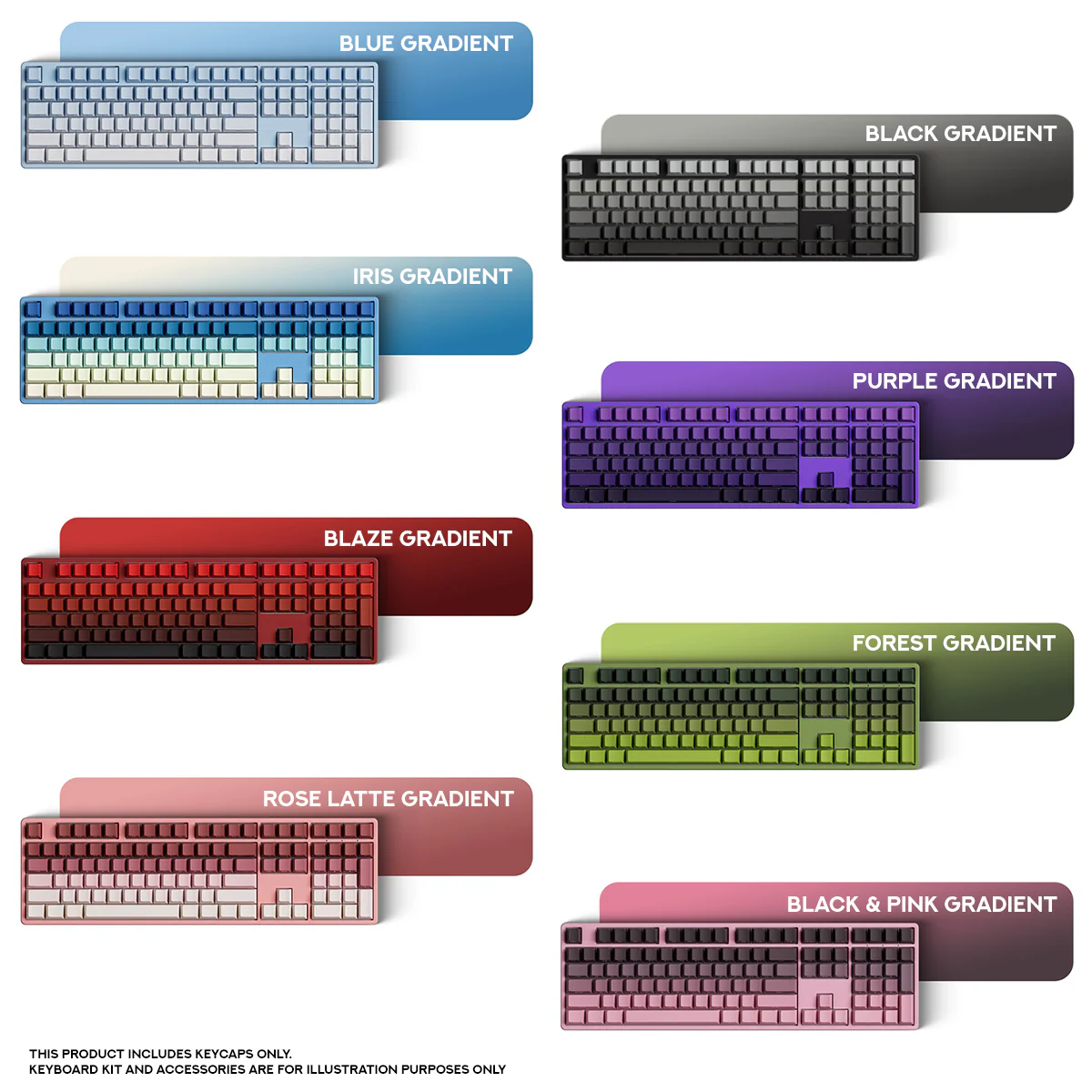 Veekos Keycap Set Cherry Profile 135 Keys (Blue Gradient, Black Gradient, Iris Gradient, Purple Gradient, Blaze Gradient, Forest Gradient, Rose Latte Gradient, Black & Pink Gradient)