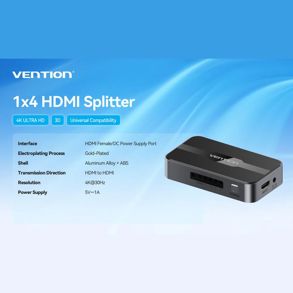 Vention 1-in-4 Out HDMI Female A/DC 3.5mm Splitter (A12B0-US) - Image 3