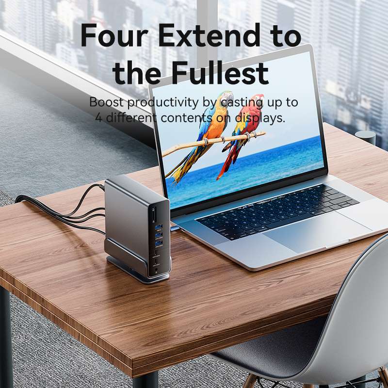 Vention 15-in-1 USB-C MST Docking Station - USB-C to DP + HDMI x 2 + USB 3.2 Gen2 Type-C + USB 3.2 Gen2 Type-A x 2 + USB 3.2 Gen1 Type-C + USB 3.0 + USB 2.0 x 2 + RJ45 + SD + TF + 3.5mm TRRS + PD (TPUH0) - Image 16