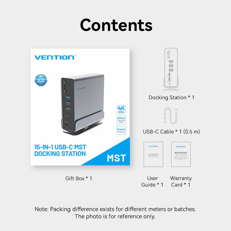 Vention 15-in-1 USB-C MST Docking Station - USB-C to DP + HDMI x 2 + USB 3.2 Gen2 Type-C + USB 3.2 Gen2 Type-A x 2 + USB 3.2 Gen1 Type-C + USB 3.0 + USB 2.0 x 2 + RJ45 + SD + TF + 3.5mm TRRS + PD (TPUH0) - Image 18