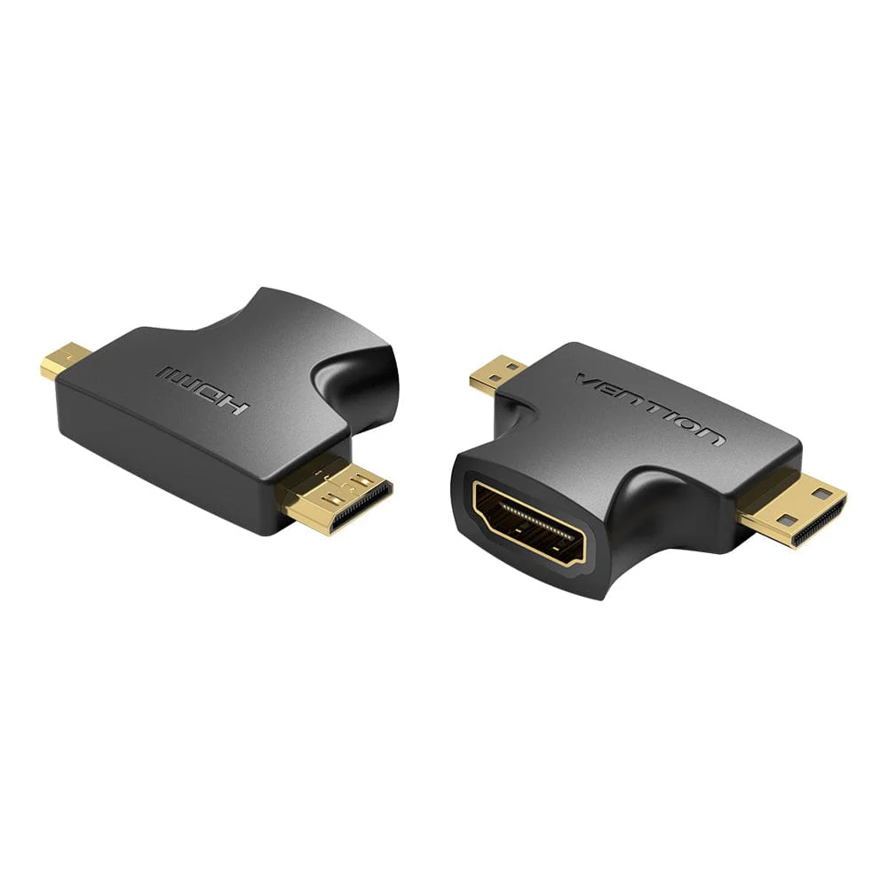 Vention 2-in-1 Mini HDMI & Micro HDMI Male to HDMI Female Adapter (Black) (AGFB0) - Image 2