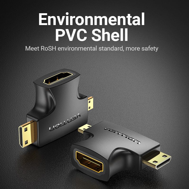 Vention 2-in-1 Mini HDMI & Micro HDMI Male to HDMI Female Adapter (Black) (AGFB0) - Image 4