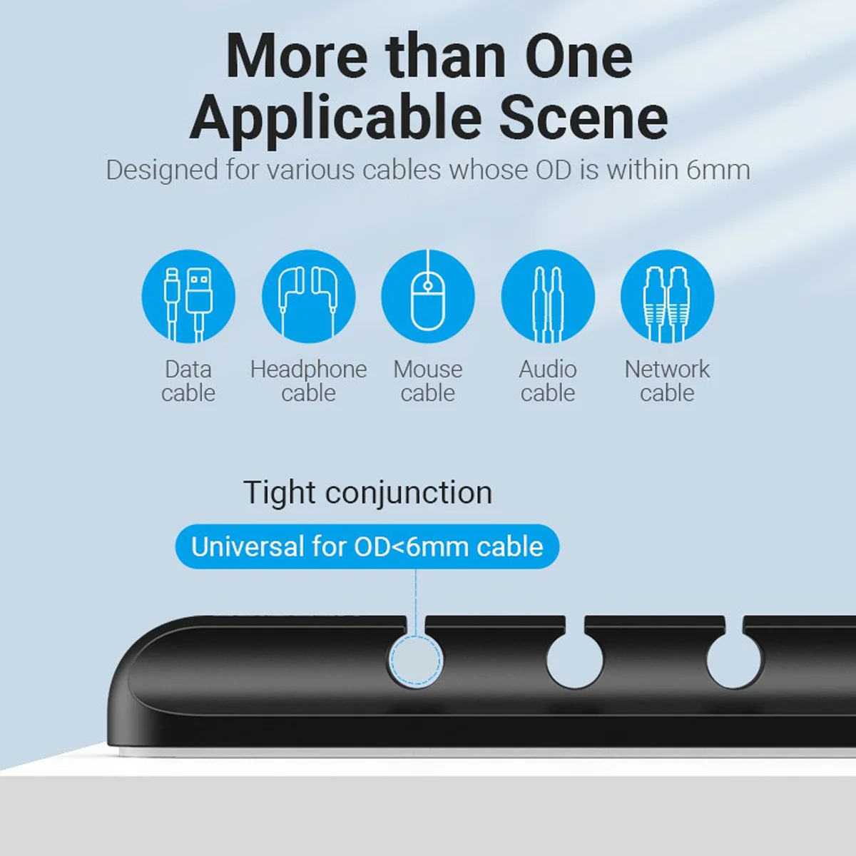 Vention 3-Port Silicone Desktop Cable Manager with 3M Strong Adhesive - 1pc, 2 pcs (KBRB0, KBRB0-2) - Image 4