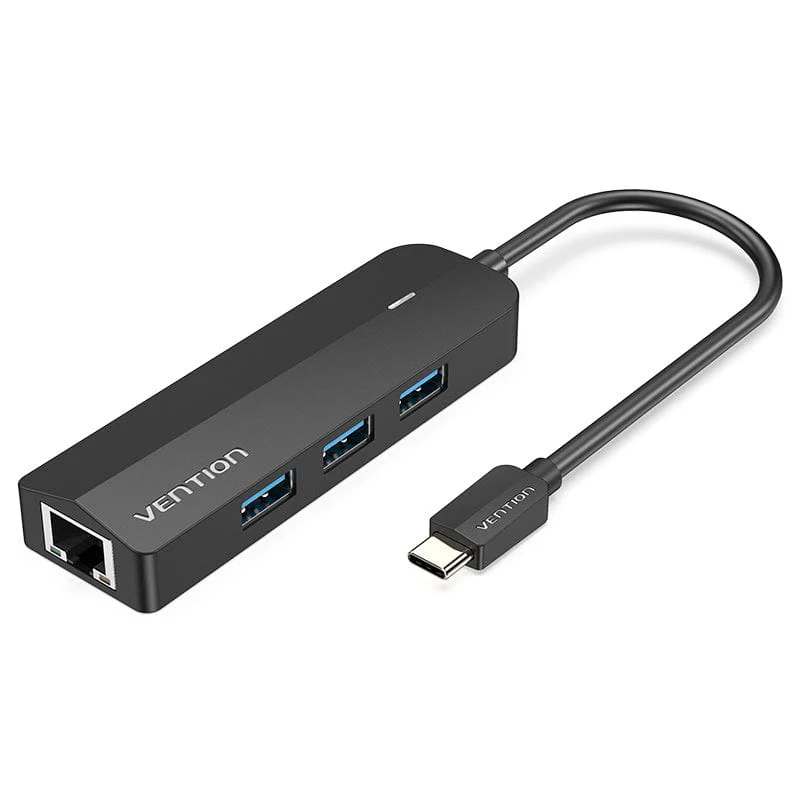 Vention 5-in-1 USB-C Hub with Gigabit Ethernet Adapter - USB-C to USB 3.0 x 3 + RJ45 + Micro-B - 0.15M (TGPBB)