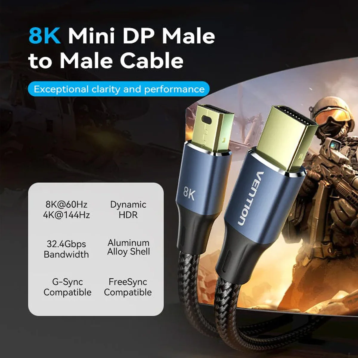 Vention 8K Mini DisplayPort Cable - 2M (HCGLH) - Image 6