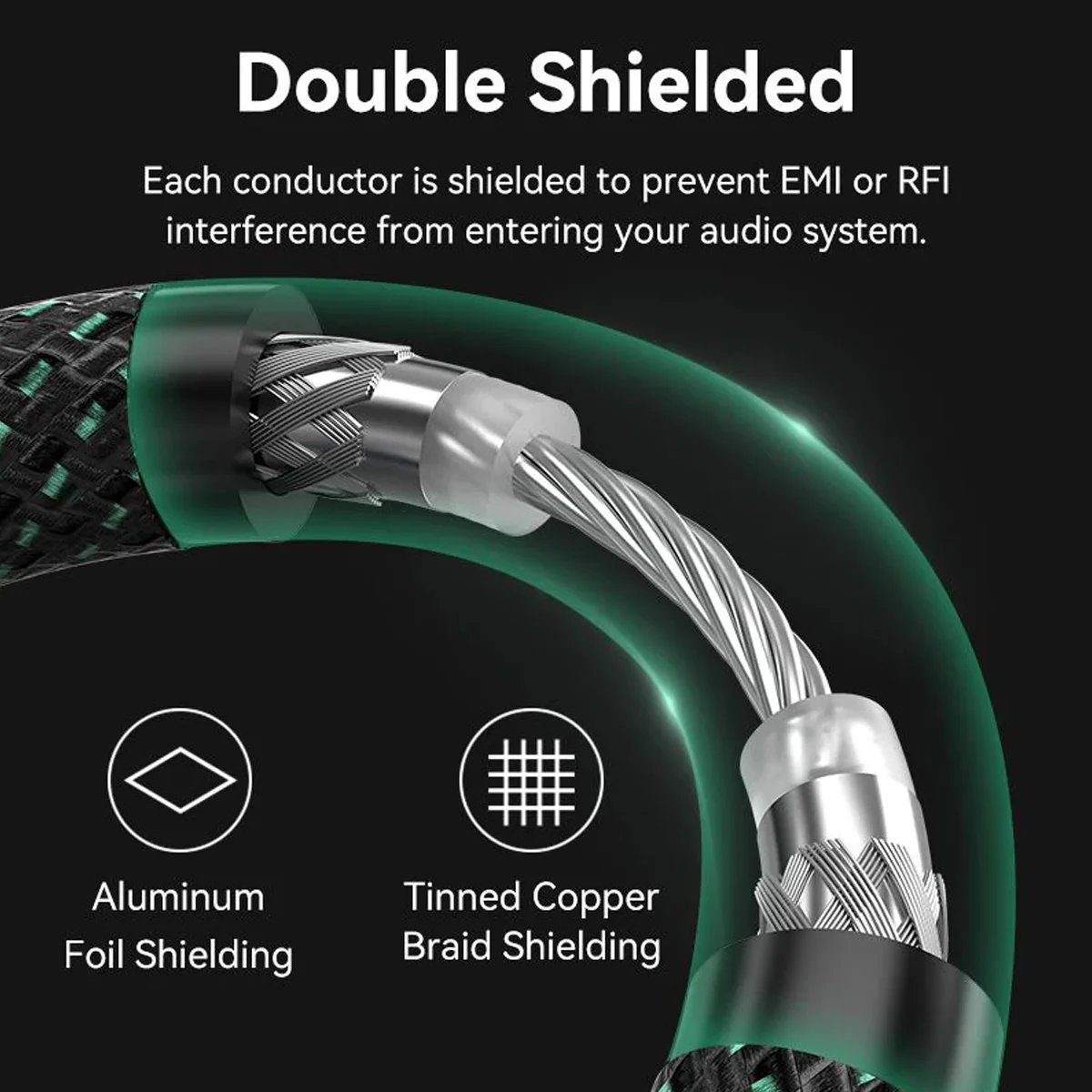 Vention Cotton Braided RCA Male to Male Coaxial Audio Cable - Green Copper Type 2M (BCTGH) - Image 10