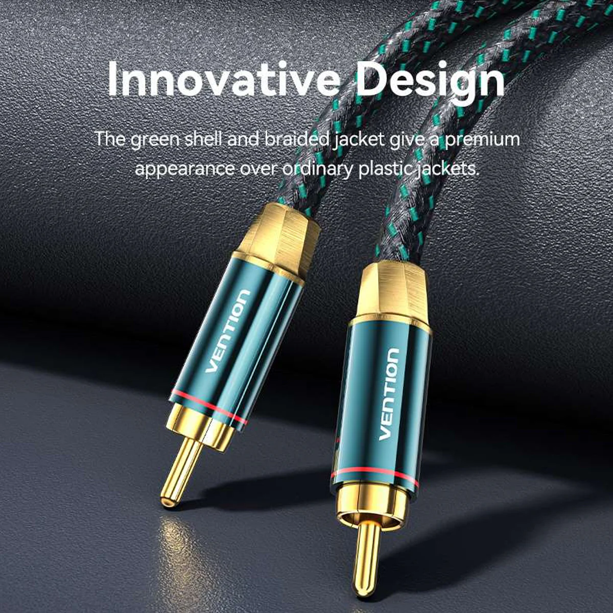 Vention Cotton Braided RCA Male to Male Coaxial Audio Cable - Green Copper Type 2M (BCTGH) - Image 6