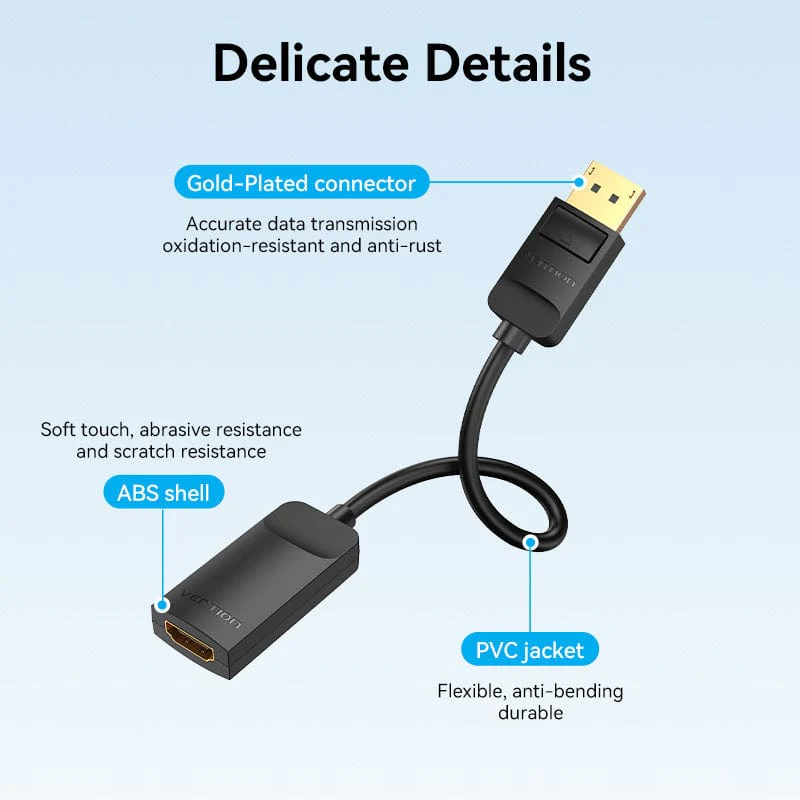 Vention DP to HDMI 4K@60Hz Converter - 0.15M (Black) (HBZBB) - Image 7