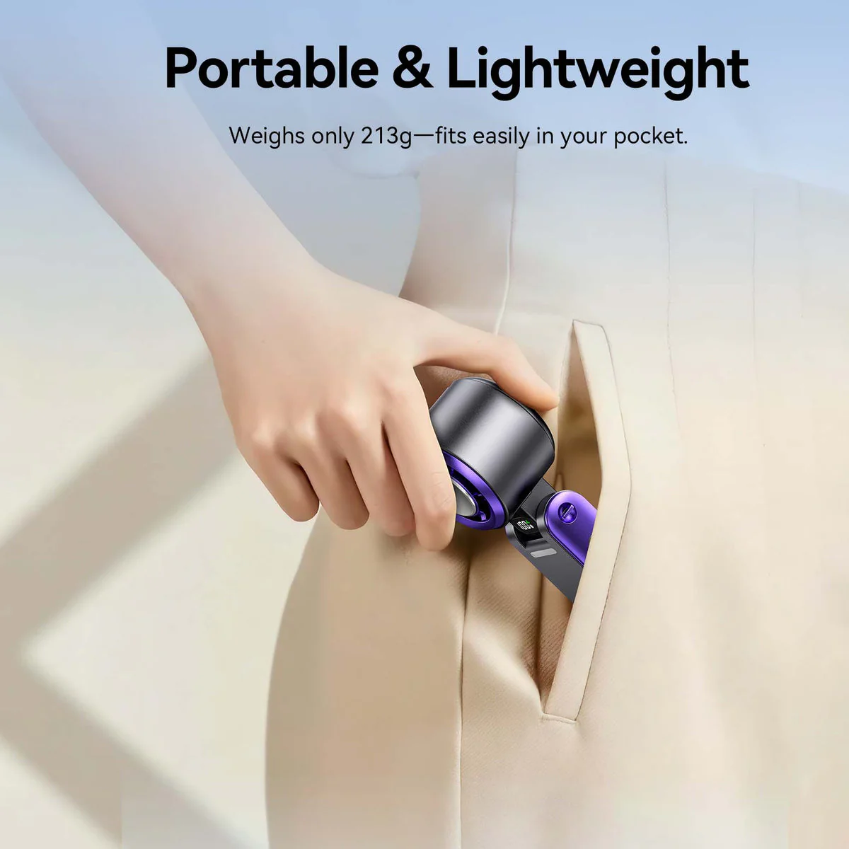 Vention Handheld Foldable High-Speed Cooling Fan (White, Black/Purple) (PBCW0, PBDV0) - Image 3