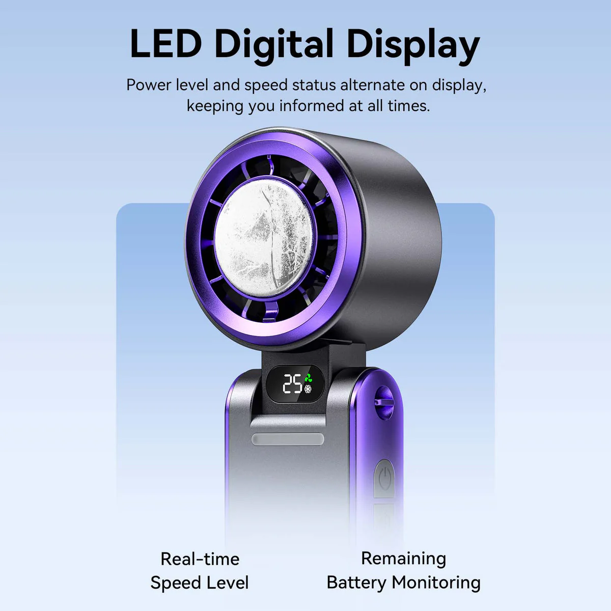 Vention Handheld Foldable High-Speed Cooling Fan (White, Black/Purple) (PBCW0, PBDV0) - Image 5