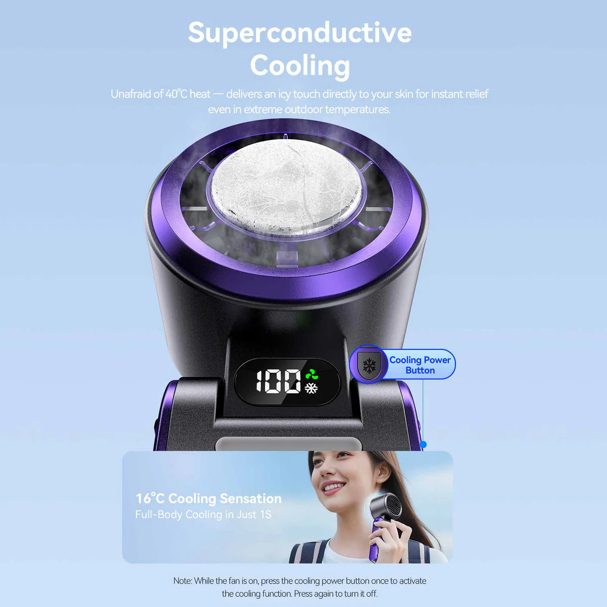 Vention Handheld Foldable High-Speed Cooling Fan (White, Black/Purple) (PBCW0, PBDV0) - Image 8
