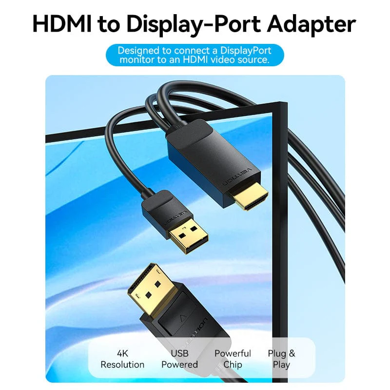 Vention HDMI to DisplayPort Cable - 2M (ABJBH) - Image 6