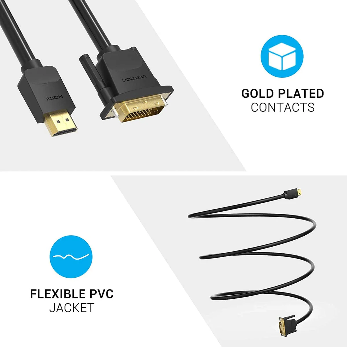 Vention HDMI to DVI Cable - 3M (ABFBI) - Image 3