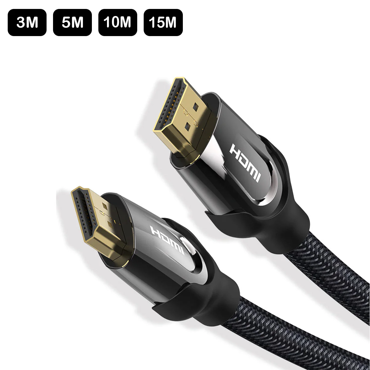 Vention Nylon Braided HDMI Cable Black Metal Type - (3M, 5M, 10M, 15M) (VAA-B05-B300, VAA-B05-B500, VAA-B05-B1000, VAA-B05-B1500)
