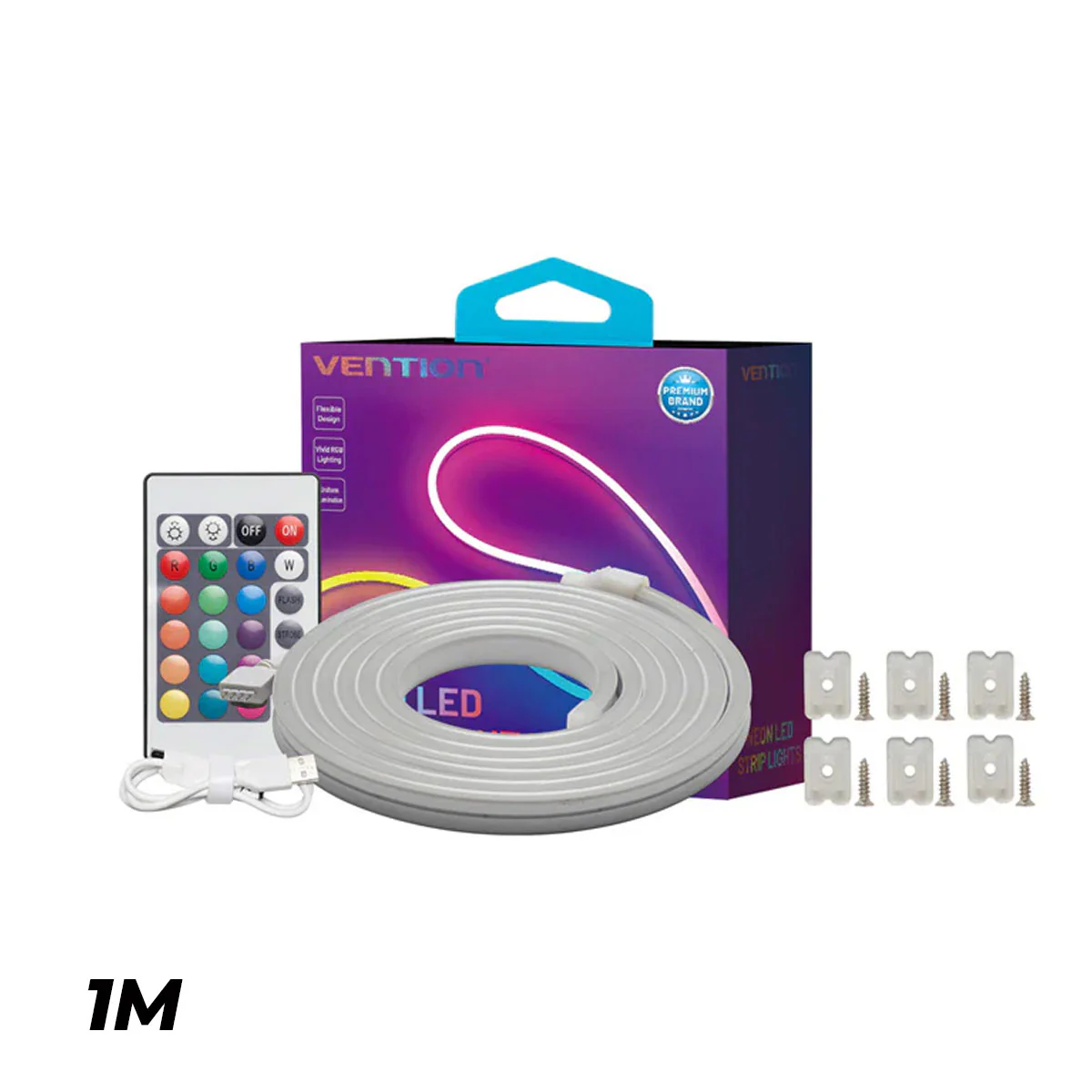 Vention Silicone Neon LED Strip Lights with IR Remote & USB 5V Power Supply - 1M, 2M  (PAEWF, PAEWH) - Image 15