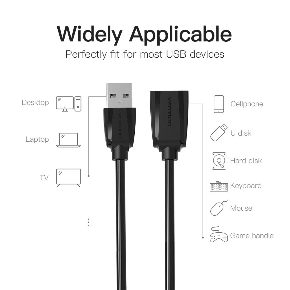 Vention USB 3.0 Extension Cable - (1M, 1.5M, 2M, 3M)  (VAS-A45-B100, VAS-A45-B150, VAS-A45-B200, VAS-A45-B300) - Image 7