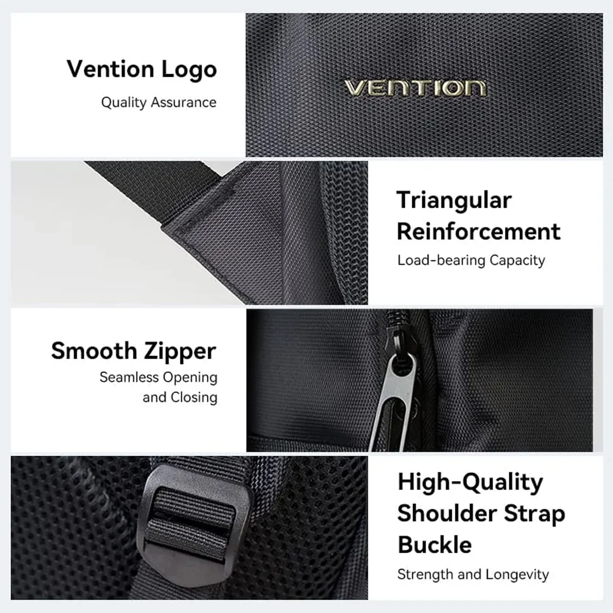 Vention Water-Repellent Laptop Backpack - 20L (Black) (KRMB0) - Image 3