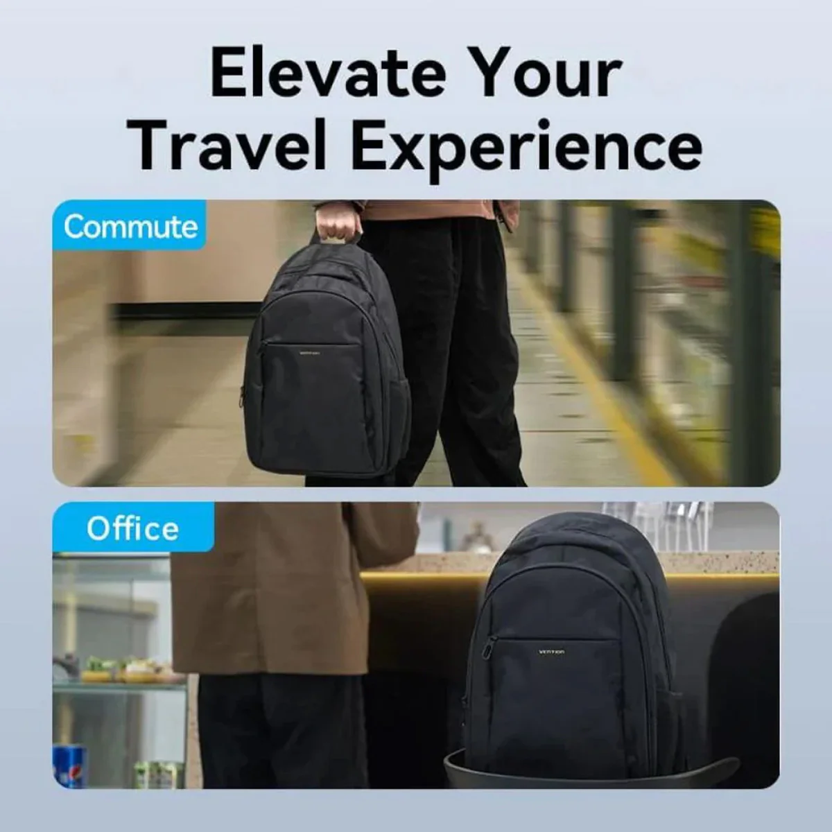 Vention Water-Repellent Laptop Backpack - 20L (Black) (KRMB0) - Image 7