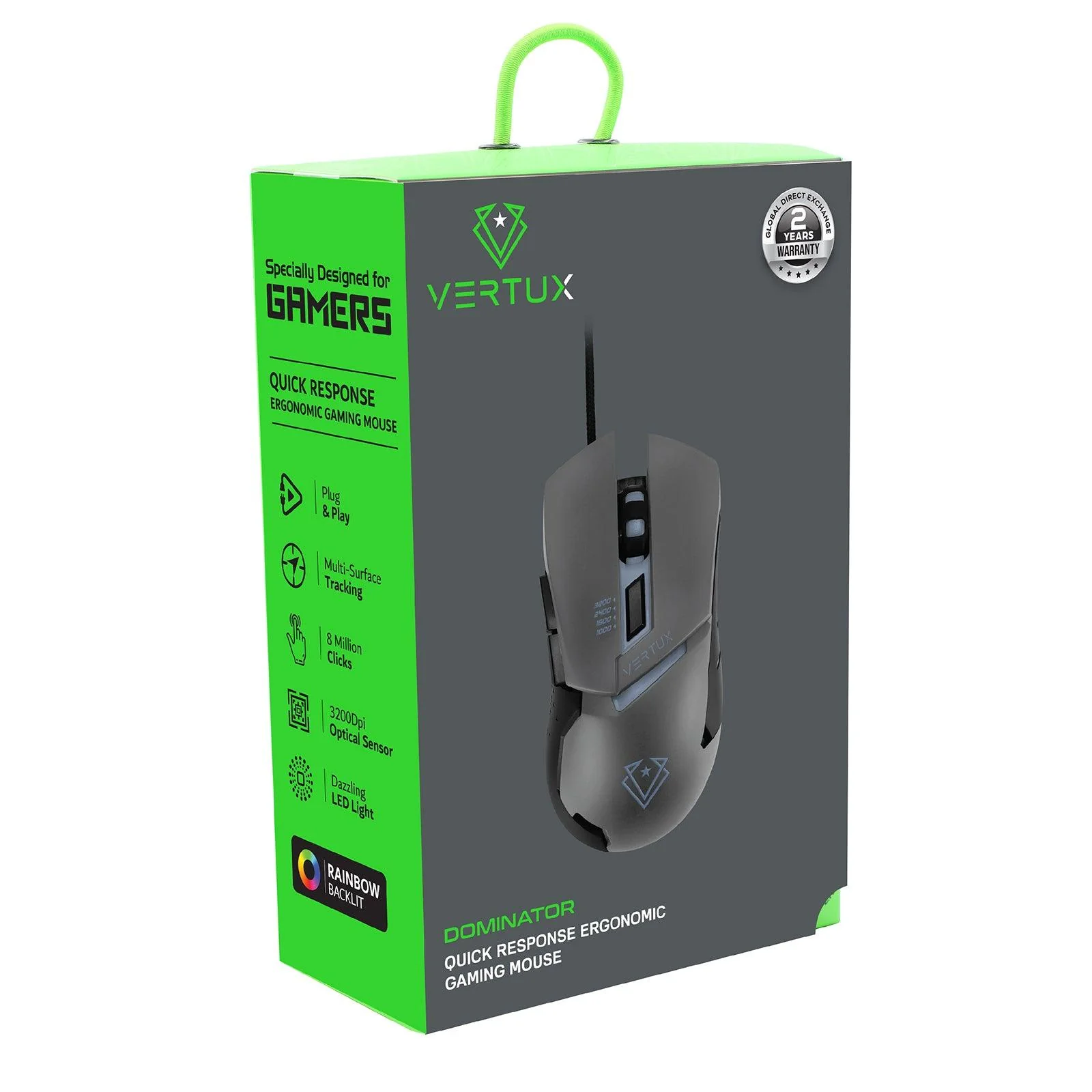 Vertux Dominator Quick Response Wired Ergonomic Gaming Mouse Grey - Image 6