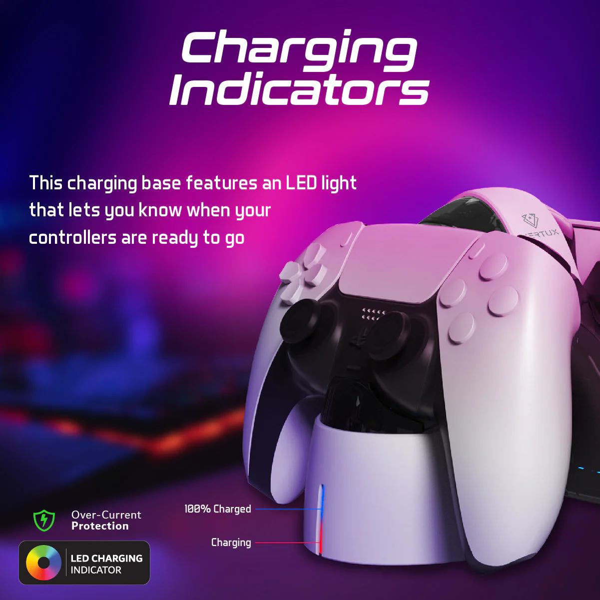 Vertux Dualdock-PS5 Dualsense Controller Charging Station (White) - Image 4