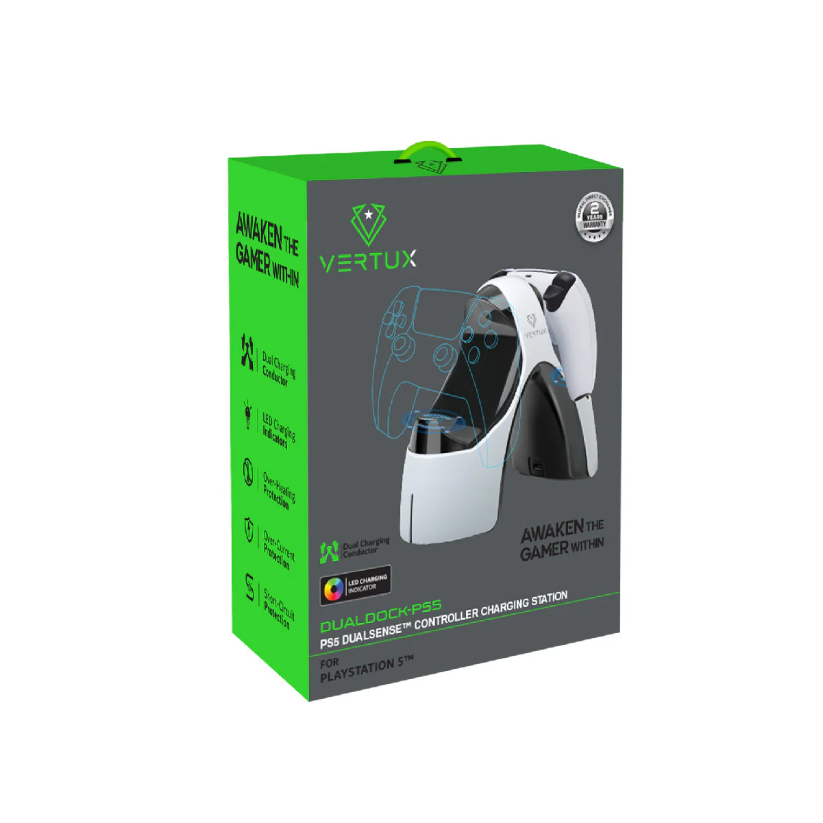 Vertux Dualdock-PS5 Dualsense Controller Charging Station (White) - Image 6