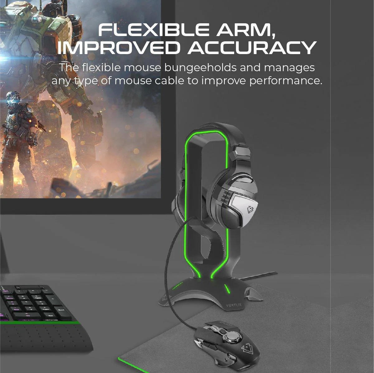 Vertux Extent Multi-Purpose Mouse Bungee With Headphone Stand & USB Hub - Image 4