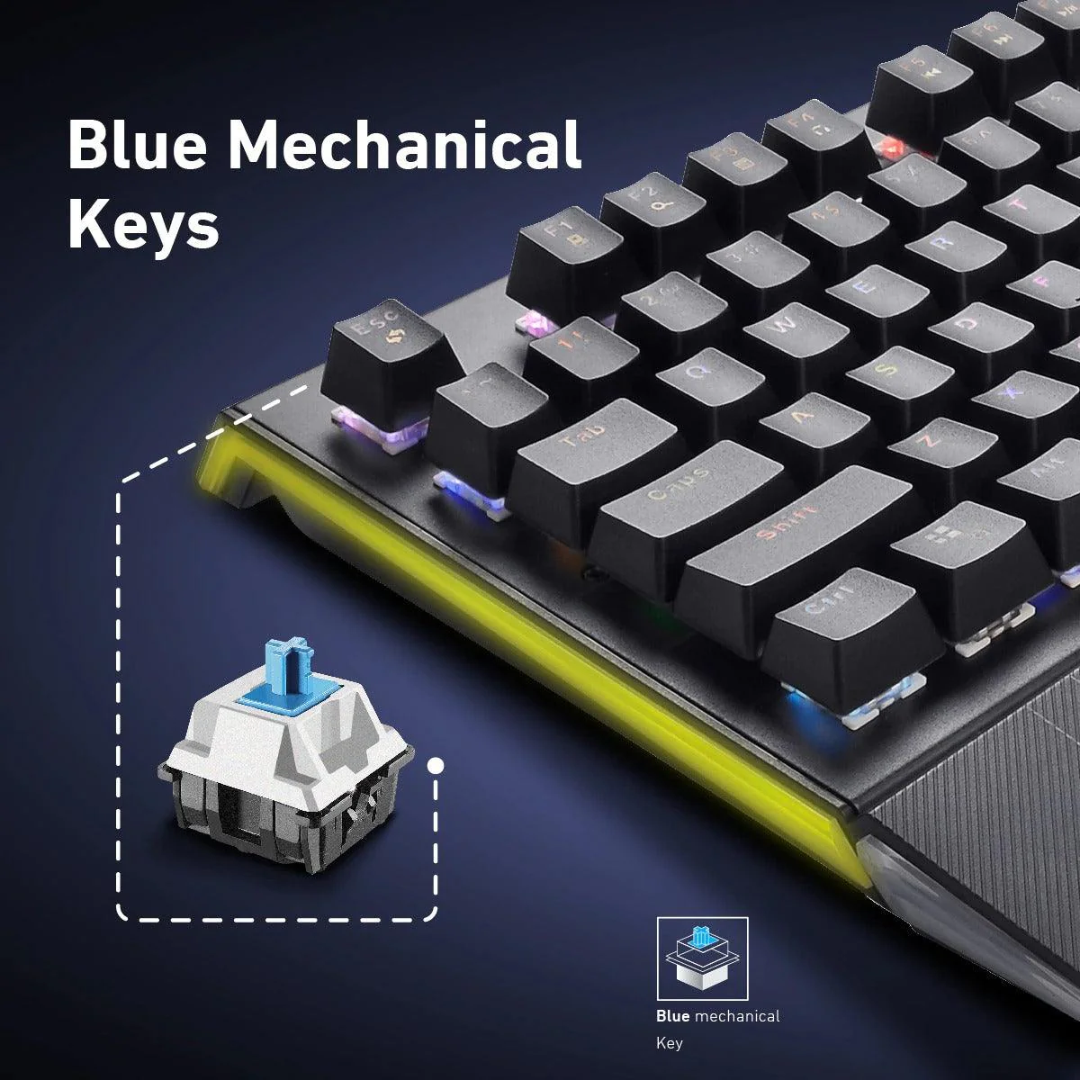 Vertux Toucan Pro-Gamer Mechanical Wired Gaming Keyboard (Blue Mechanical Key) - Image 5