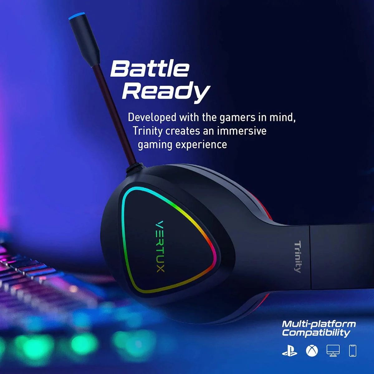 VERTUX TRINITY STEREO IMMERSIVE PRO GAMING OVER-EAR WIRED HEADPHONE (RED) - Image 3