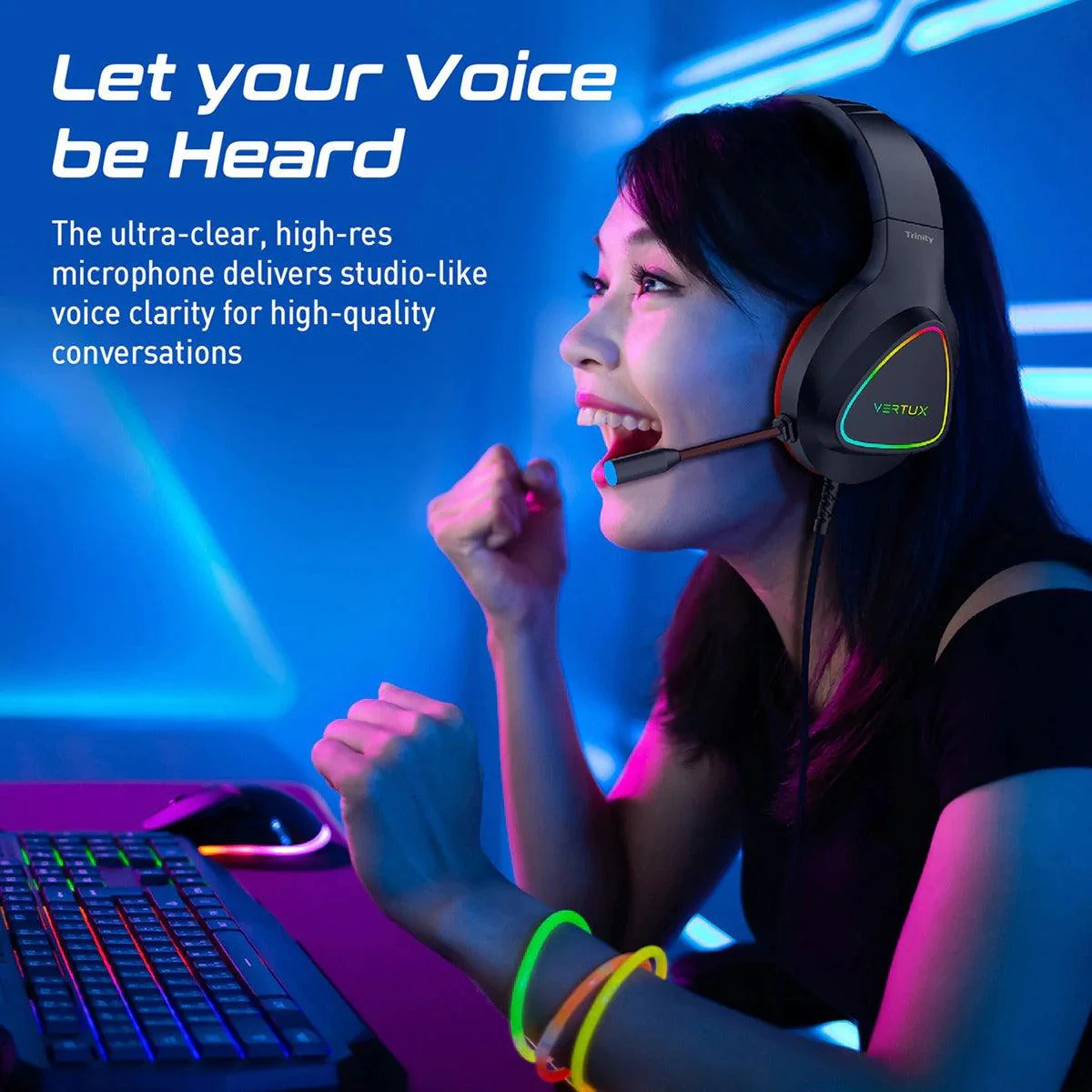 VERTUX TRINITY STEREO IMMERSIVE PRO GAMING OVER-EAR WIRED HEADPHONE (RED) - Image 4