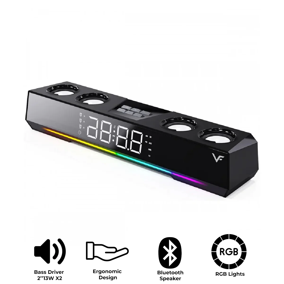 VF Vinnfier Hyperbar U90BT RGB Wireless Portable Soundbar with Alarm Clock Function (U90BT)