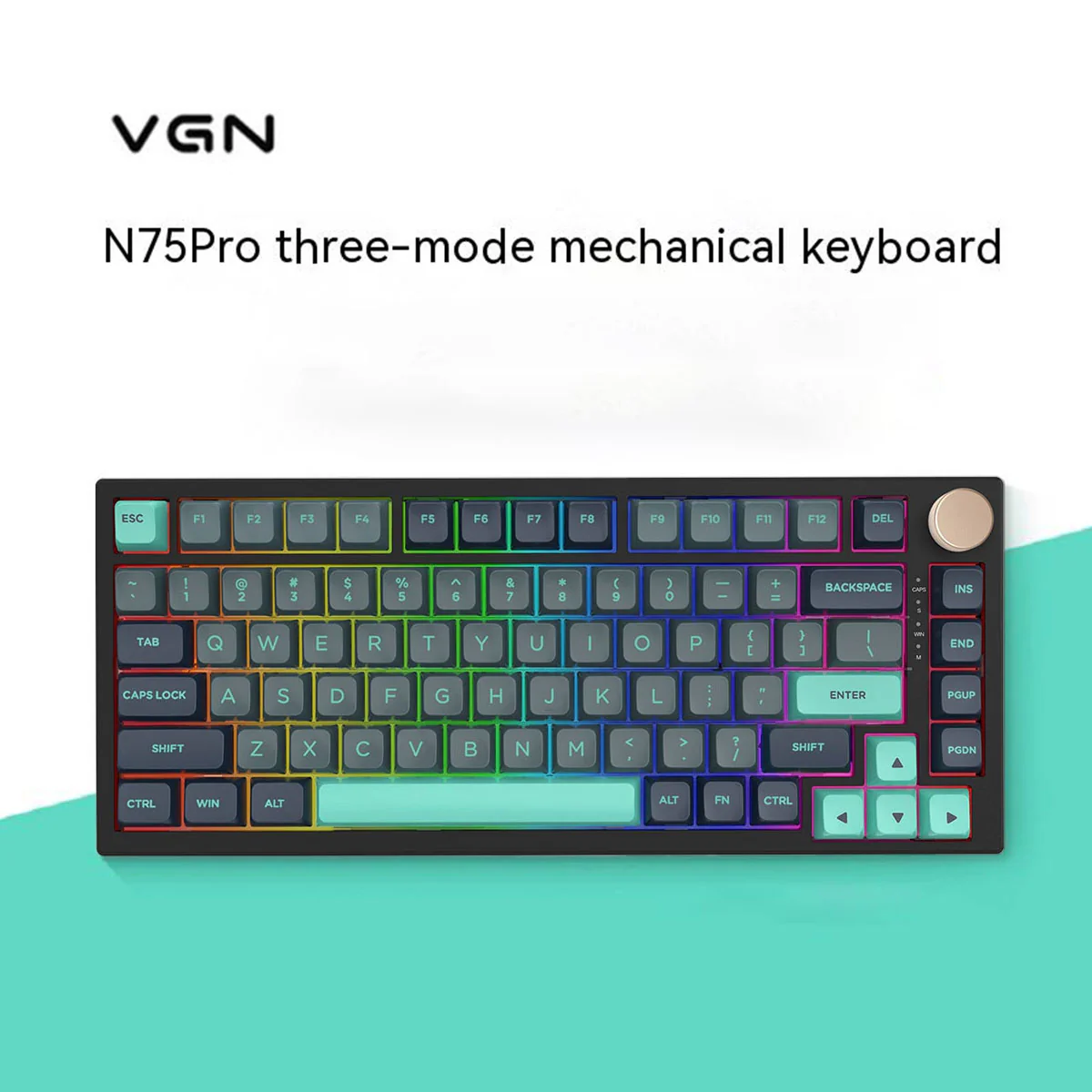VGN N75 Pro 82 Keys Tri-Mode Mechanical Keyboard (Gray Blue) - Image 4