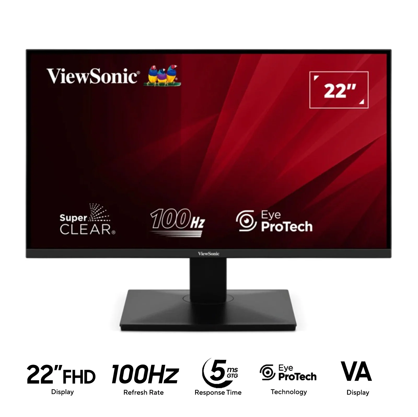 ViewSonic VA22E2-H 22" FHD (1920x1080) 100Hz 5ms GTG VA Monitor with HDMI, VGA & Tilt Adjustment