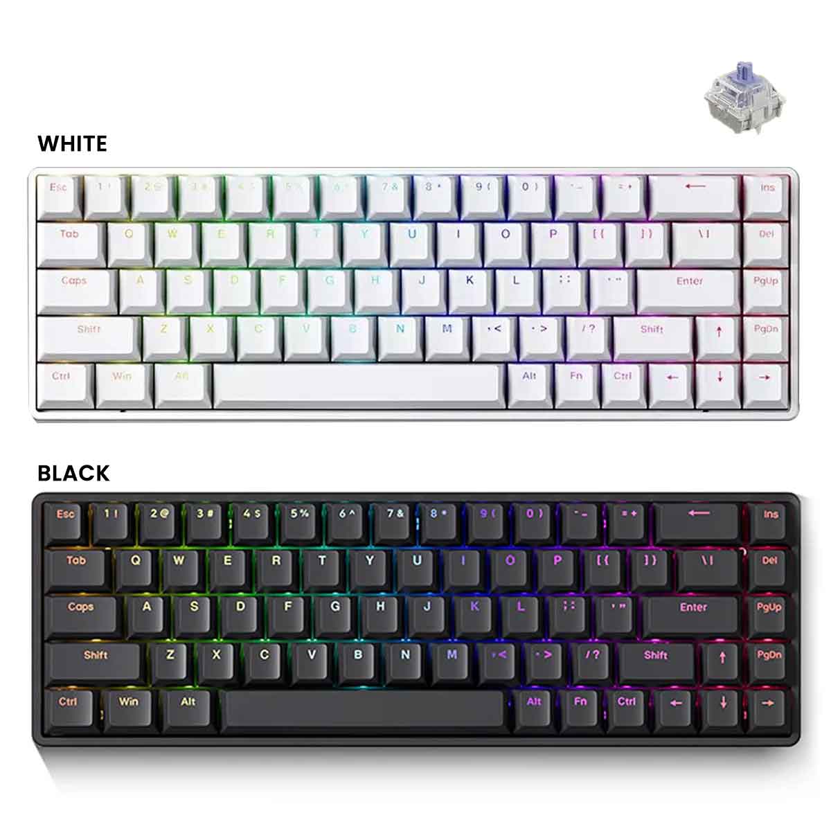 VXE ATK68 Magnetic Switch Hot Swappable RGB Mechanical Gaming Keyboard Gateron Switch 2.0 (Black, White)