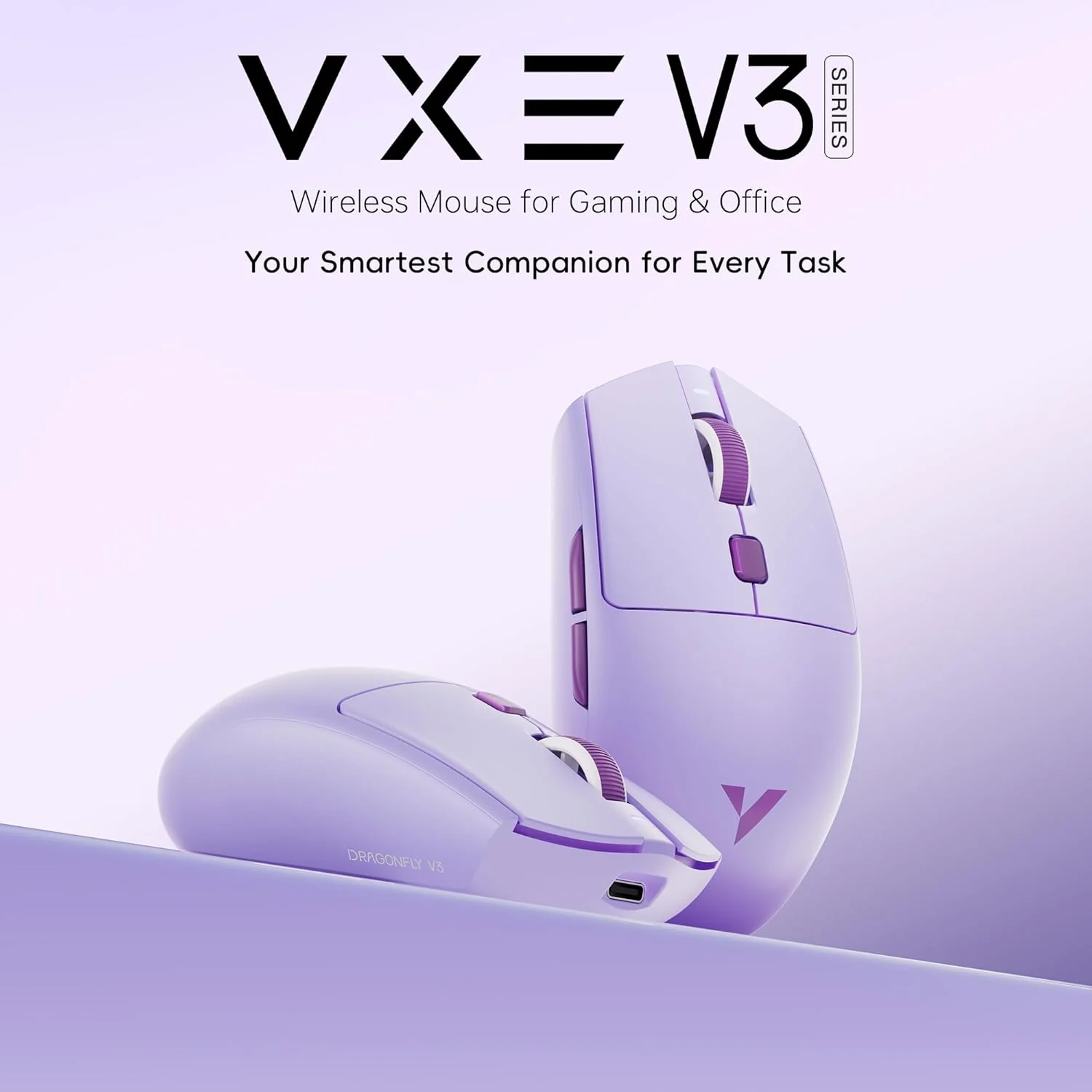 VXE Dragonfly V3 Pro Wireless Gaming & Office Mouse (White) - Image 2