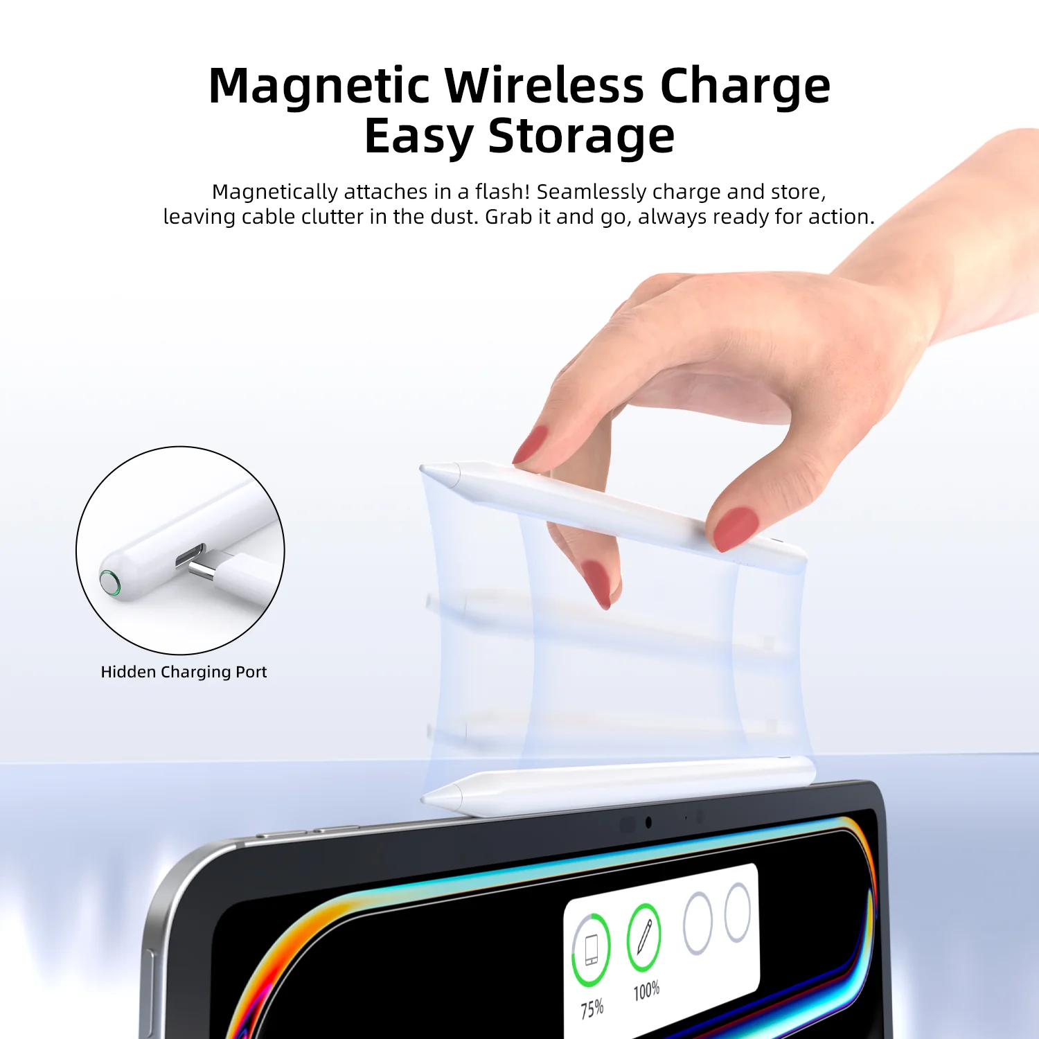 Vyvylabs Myoshu Pro Wireless Charging Capacitive Stylus Pen Active + Wireless Version (White) (VKPW-WH) - Image 9