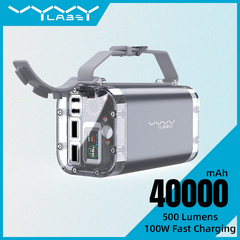 Vyvylabs P1 Outdoor Digital Display Mini Power Bank 40000mAh 100W Waterproof+Light (Dark Gray) (VP14100) - Image 9